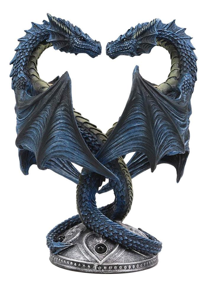 Ebros Gift Dragon Heart Altar Drake Candleabra Candle Holder Twin Dragons Figurine 9"Tall