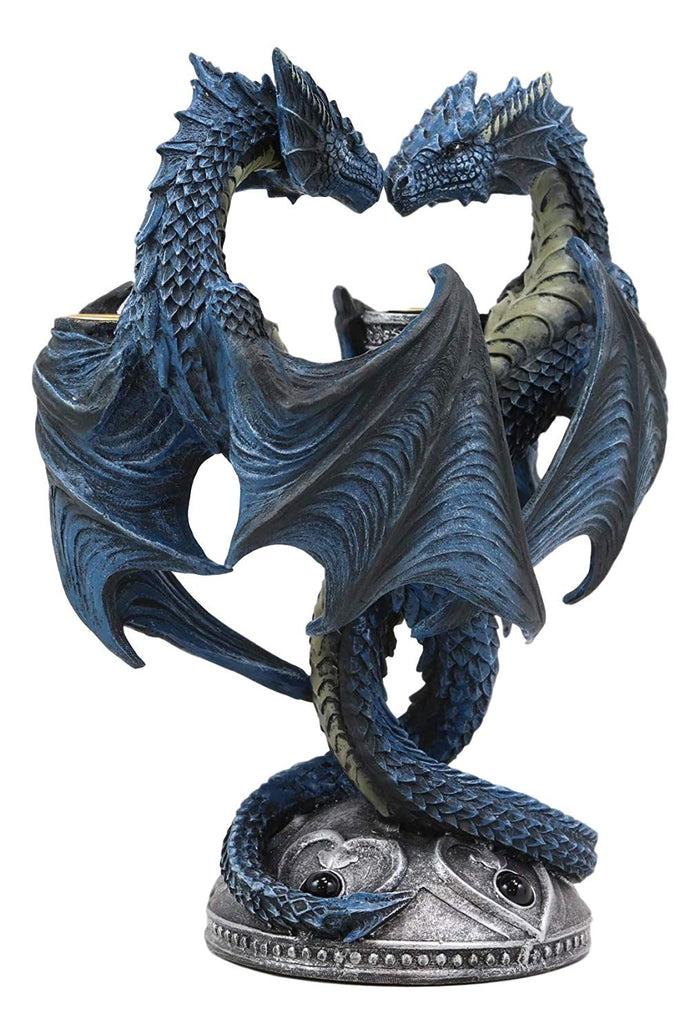 Ebros Gift Dragon Heart Altar Drake Candleabra Candle Holder Twin Dragons Figurine 9"Tall