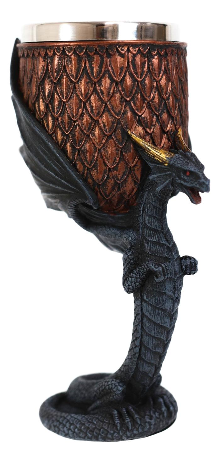 Ebros Gift Dragon Scales With Servant Winged Drake Stem Base Drinking Wine Goblet Chalice