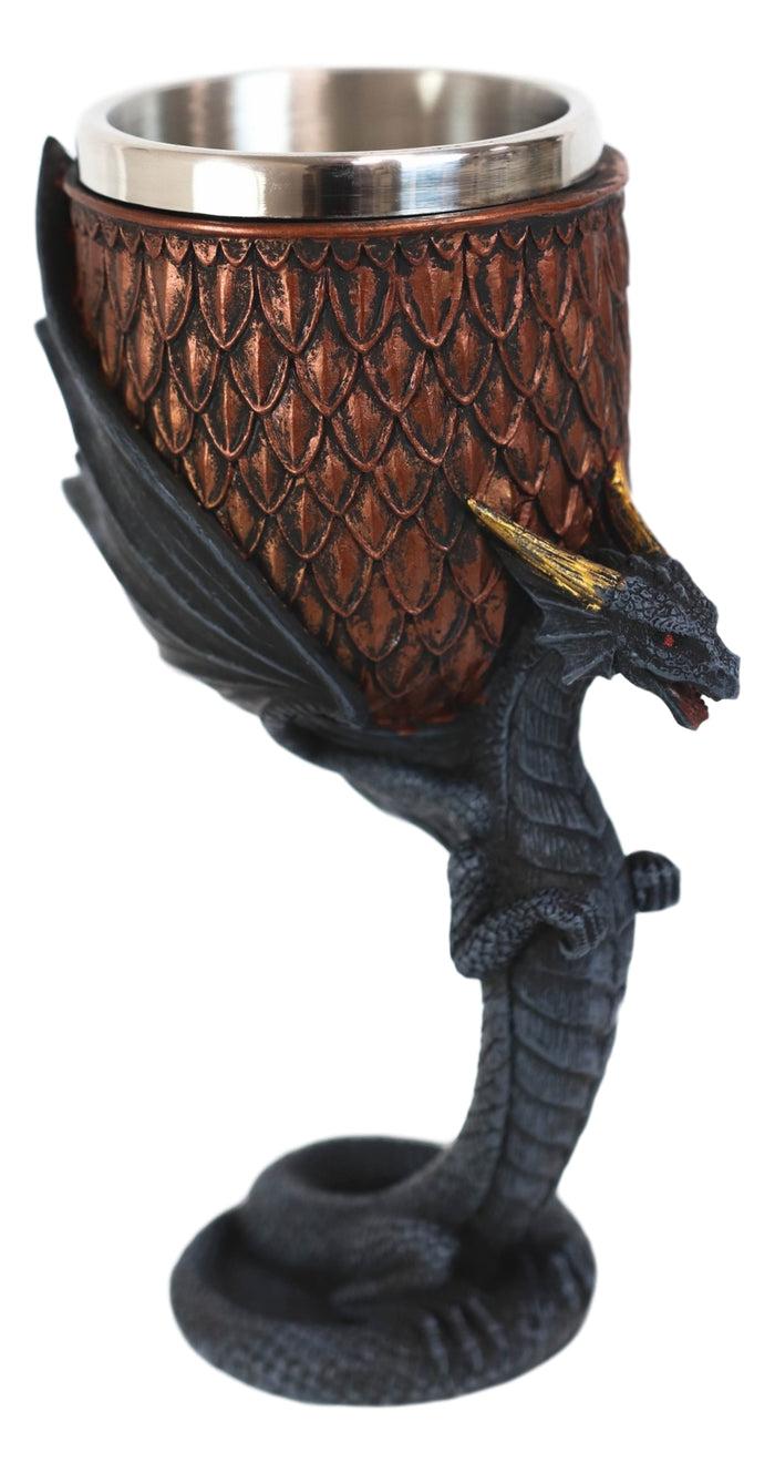 Ebros Gift Dragon Scales With Servant Winged Drake Stem Base Drinking Wine Goblet Chalice