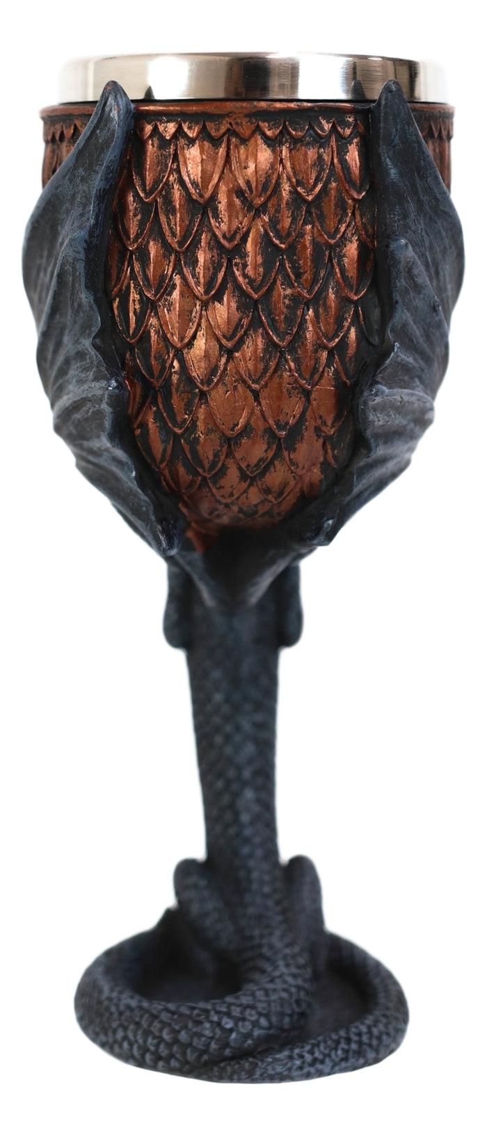 Ebros Gift Dragon Scales With Servant Winged Drake Stem Base Drinking Wine Goblet Chalice