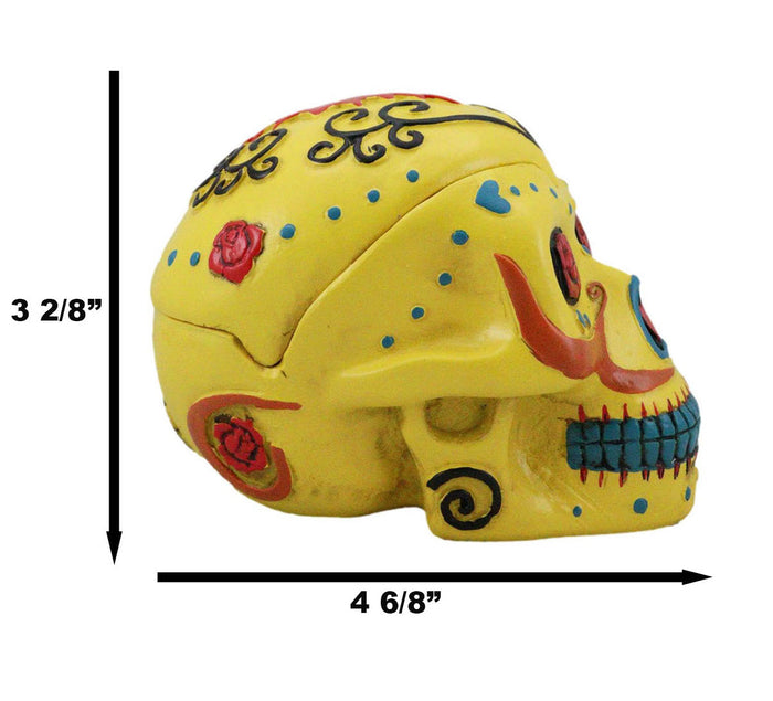 Ebros Gift Dulce De Muerte Day Of The Dead Yellow Sugar Skull Ashtray Tribal Skull Ashtray