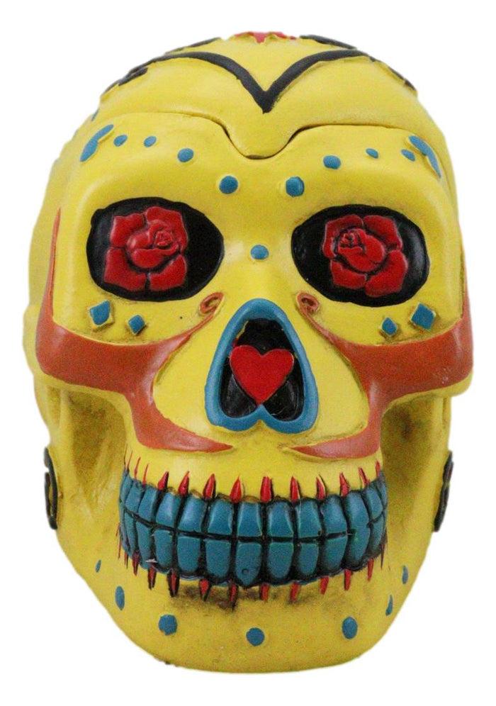 Ebros Gift Dulce De Muerte Day Of The Dead Yellow Sugar Skull Ashtray Tribal Skull Ashtray