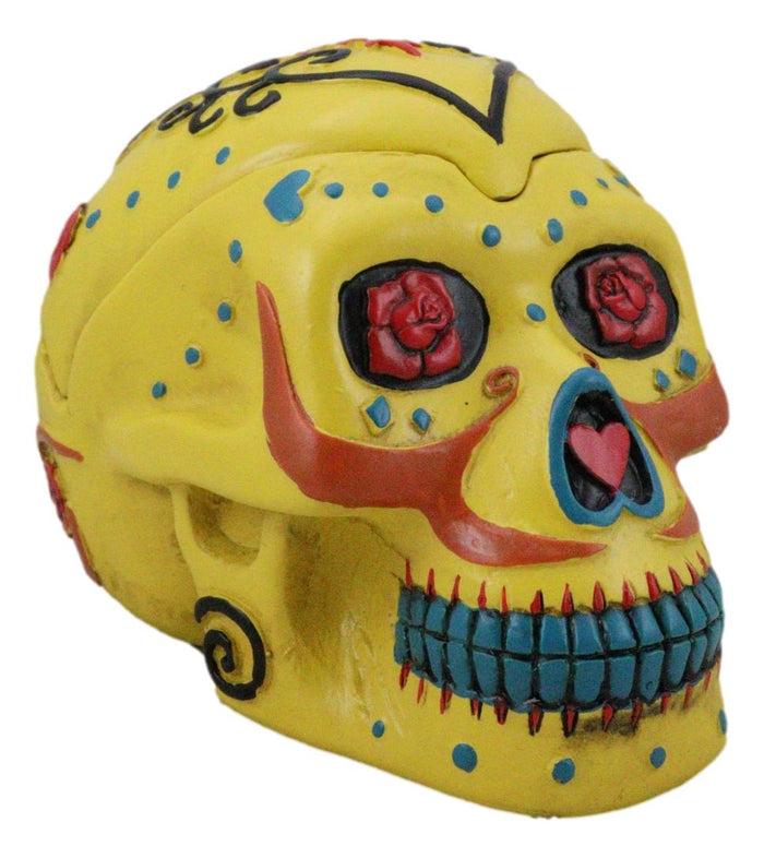 Ebros Gift Dulce De Muerte Day Of The Dead Yellow Sugar Skull Ashtray Tribal Skull Ashtray