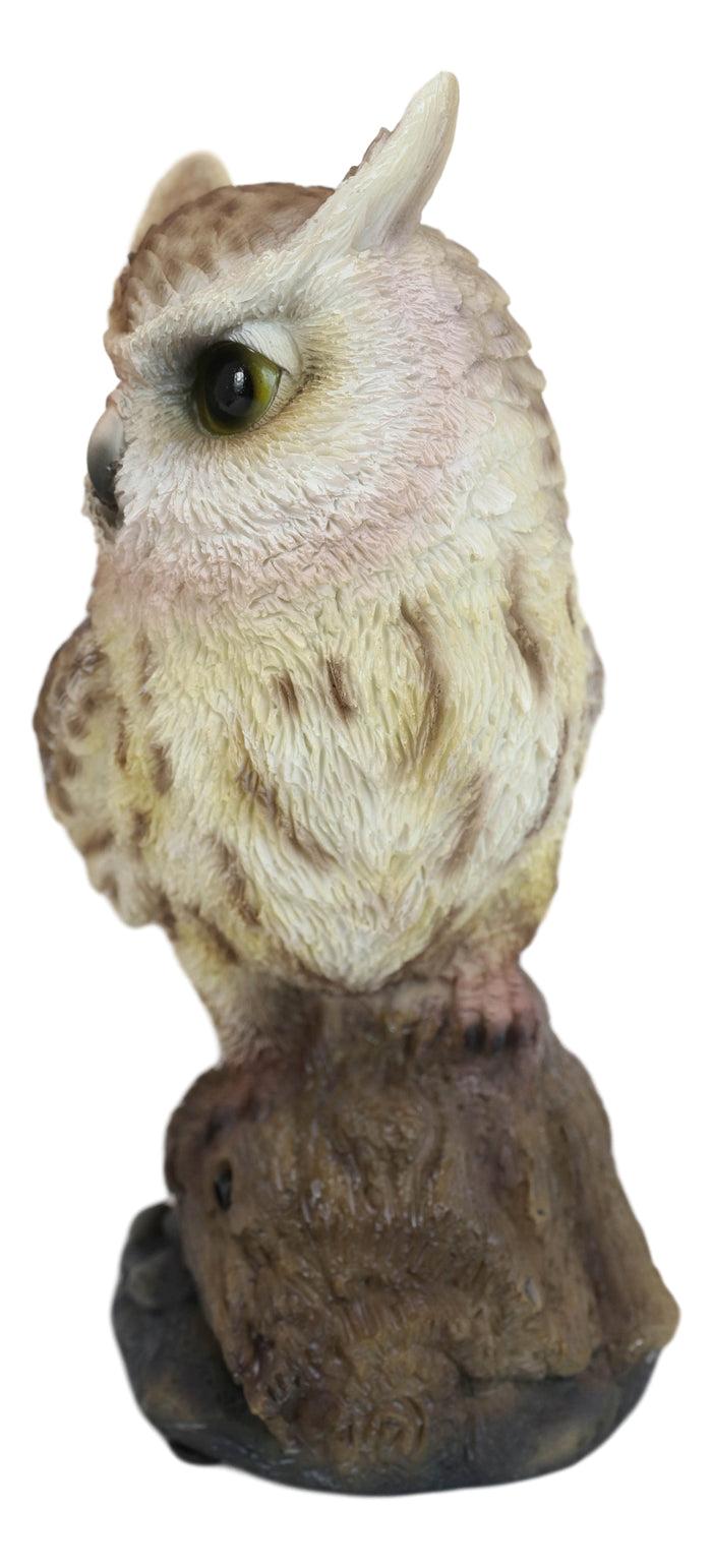 Ebros Gift Eagle Owl Owlet Baby On Tree Stump With Motion Sensor Live Hooting Sound Statue
