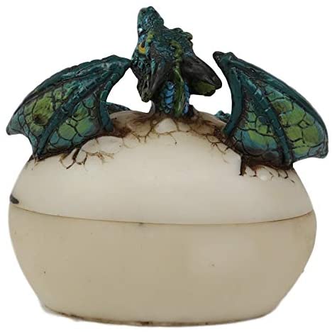 Ebros Gift Earth Gaia Dragon Hatchling Breaking Out Of Egg Shell Figurine Jewelry Box Decor