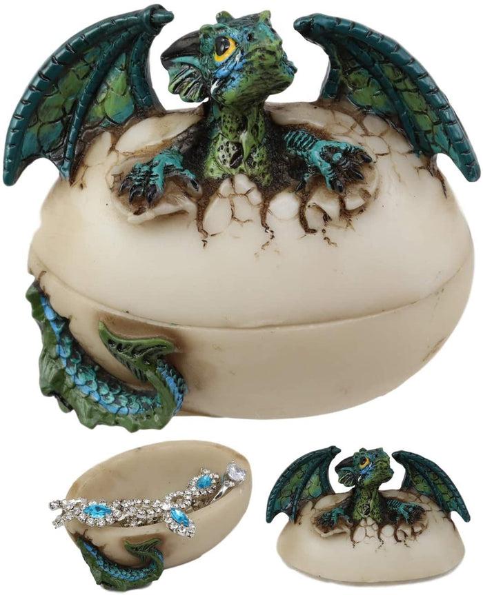 Ebros Gift Earth Gaia Dragon Hatchling Breaking Out Of Egg Shell Figurine Jewelry Box Decor