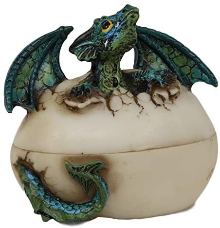 Ebros Gift Earth Gaia Dragon Hatchling Breaking Out Of Egg Shell Figurine Jewelry Box Decor