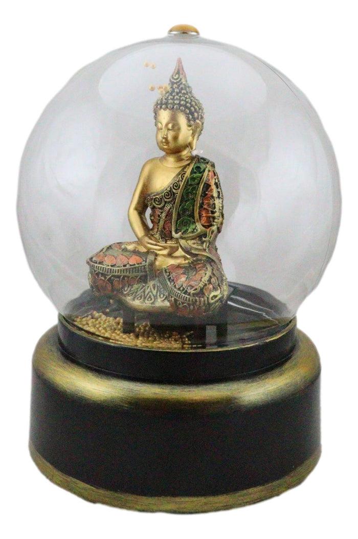 Ebros Gift Eastern Enlightenment Buddha Meditating Air Powered LED Light Golden Water Globe