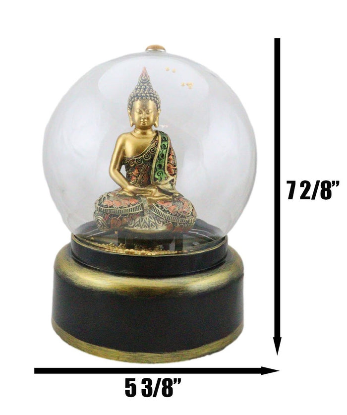 Ebros Gift Eastern Enlightenment Buddha Meditating Air Powered LED Light Golden Water Globe