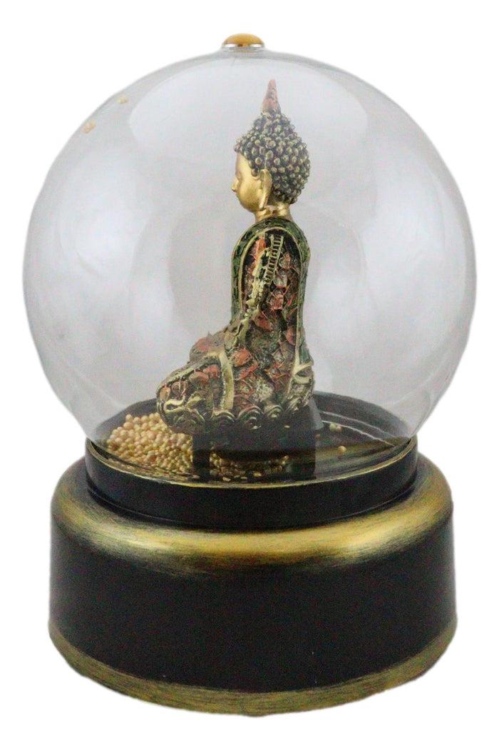 Ebros Gift Eastern Enlightenment Buddha Meditating Air Powered LED Light Golden Water Globe