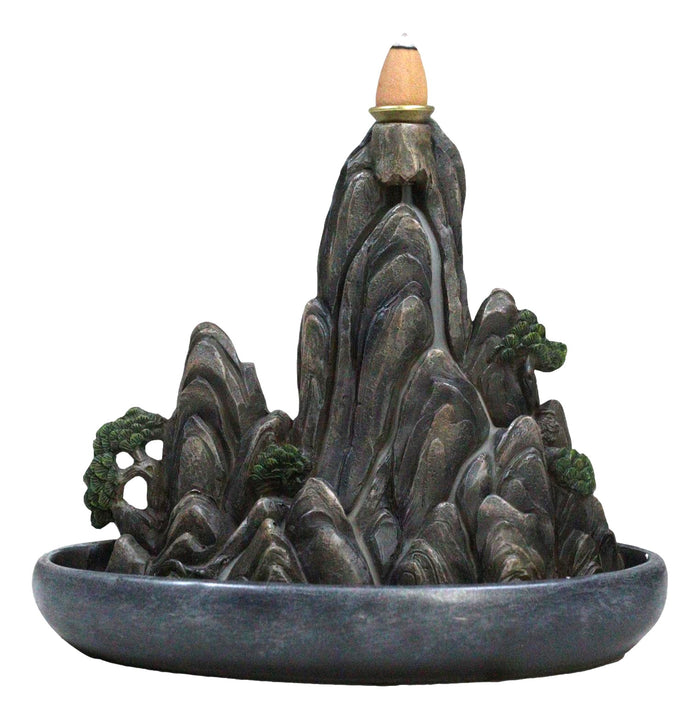 Ebros Gift Eastern Feng Shui Tranquil Zen Rocky Mountain Range Backflow Cone Incense Holder