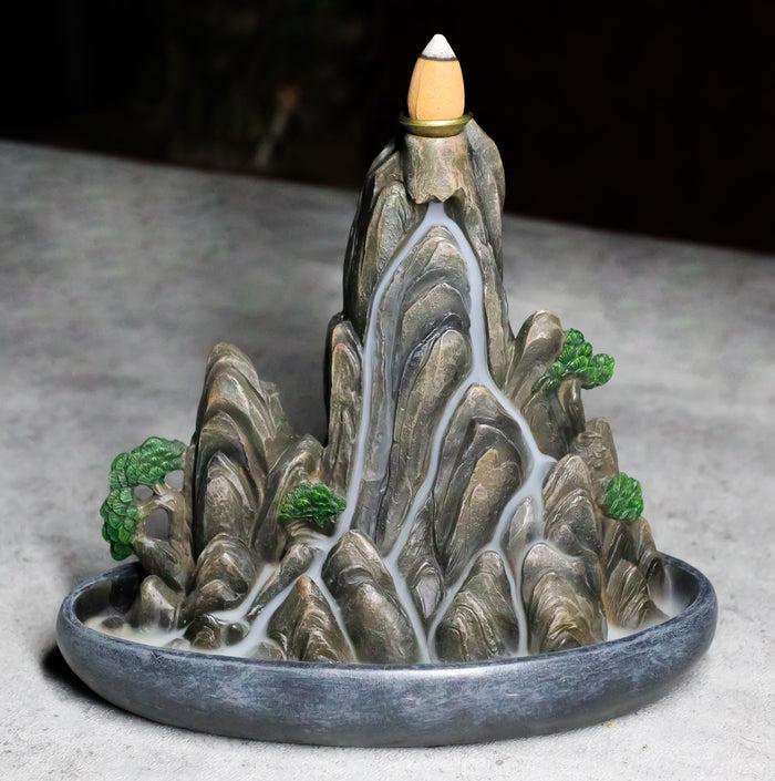 ebros gift Eastern Feng Shui Tranquil Zen Rocky Mountain Range Backflow Cone Incense Holder