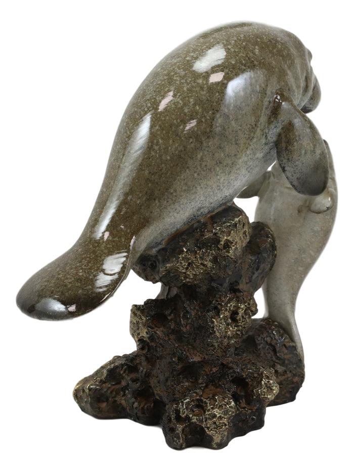 Ebros Gift Ebroos Nautical Coastal Antillean Manatee Sea Cow With Calf By Coral Rocks Decor