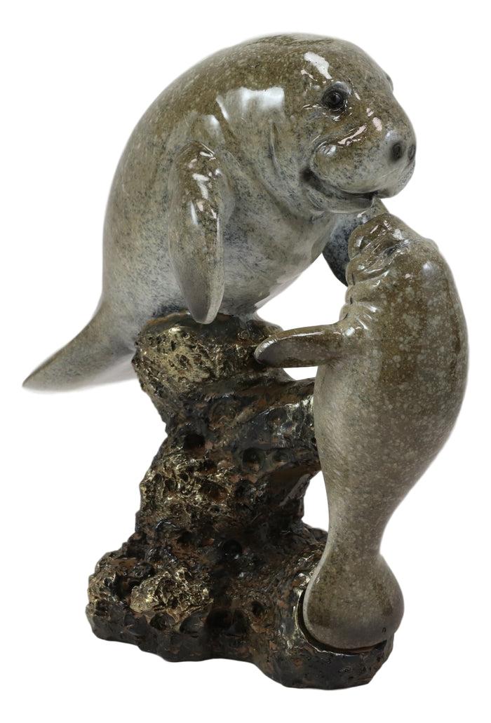 Ebros Gift Ebroos Nautical Coastal Antillean Manatee Sea Cow With Calf By Coral Rocks Decor