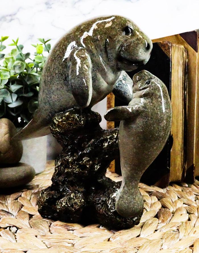 ebros gift Ebroos Nautical Coastal Antillean Manatee Sea Cow With Calf By Coral Rocks Decor
