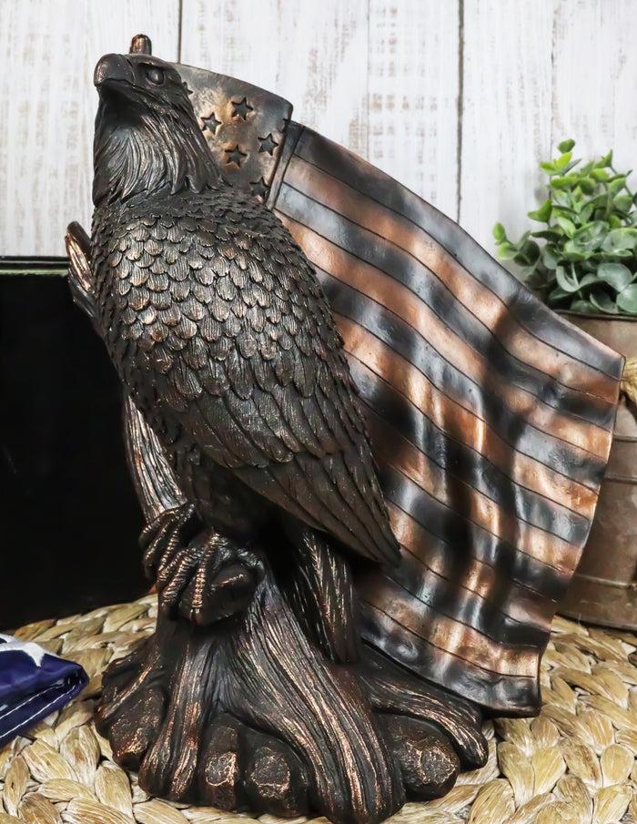 ebros gift Ebros 10.5"H Lifelike USA Flag Patriotic Bald Eagle Perching On Tree Sculpture