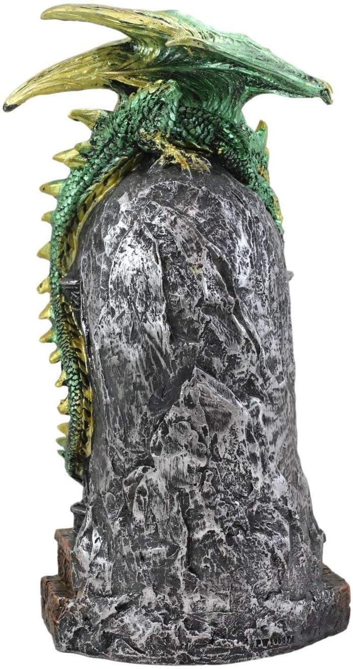 Ebros Gift Ebros 10.75"H Green Emerald Dragon On Celtic Columns Statue With LED Night Light