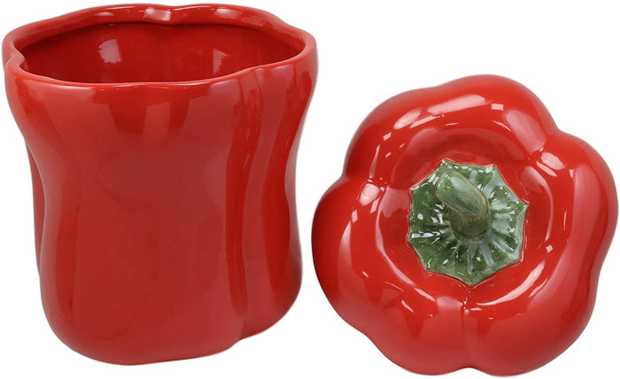 ebros gift Ebros 10" H Ceramic Whole Bell Pepper Vegetable Canister Container Jar With Lid