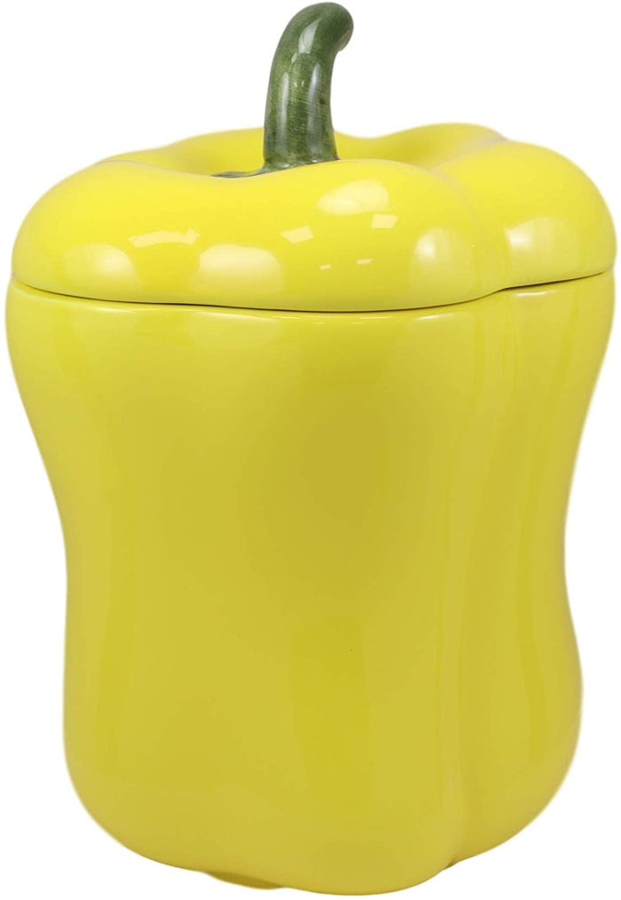 Ebros Gift Ebros 10" H Ceramic Yellow Bell Pepper Vegetable Canister Container Jar With Lid