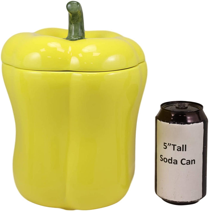 Ebros Gift Ebros 10" H Ceramic Yellow Bell Pepper Vegetable Canister Container Jar With Lid