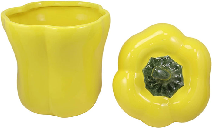 Ebros Gift Ebros 10" H Ceramic Yellow Bell Pepper Vegetable Canister Container Jar With Lid