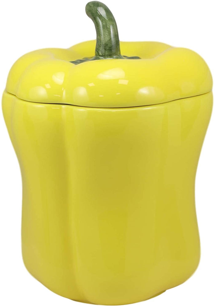 ebros gift Ebros 10" H Ceramic Yellow Bell Pepper Vegetable Canister Container Jar With Lid