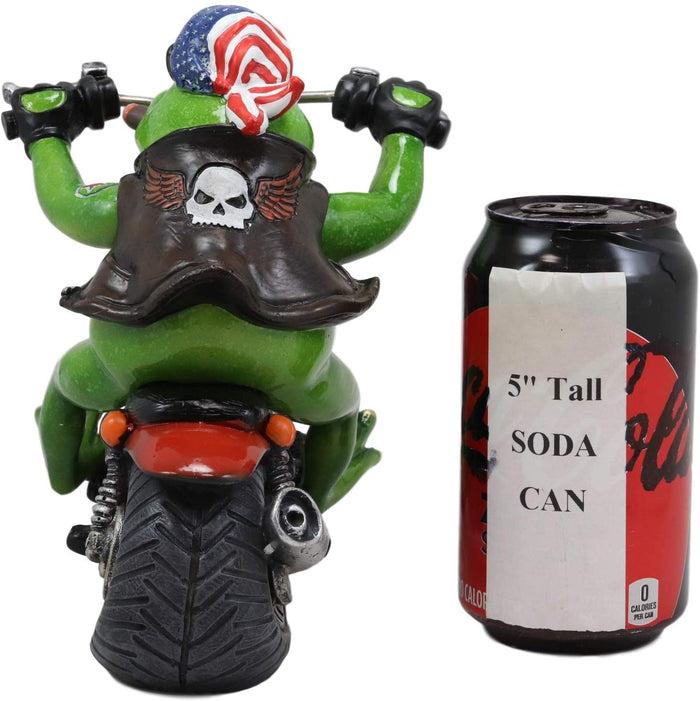 Ebros Gift Ebros 10" Long Born To Ride Freedom Patriotic USA Frog Riding Red Chopper Motorcycle Bike Statue Biker Frogs Toads With American Flag Bandanna Home Decor Accent