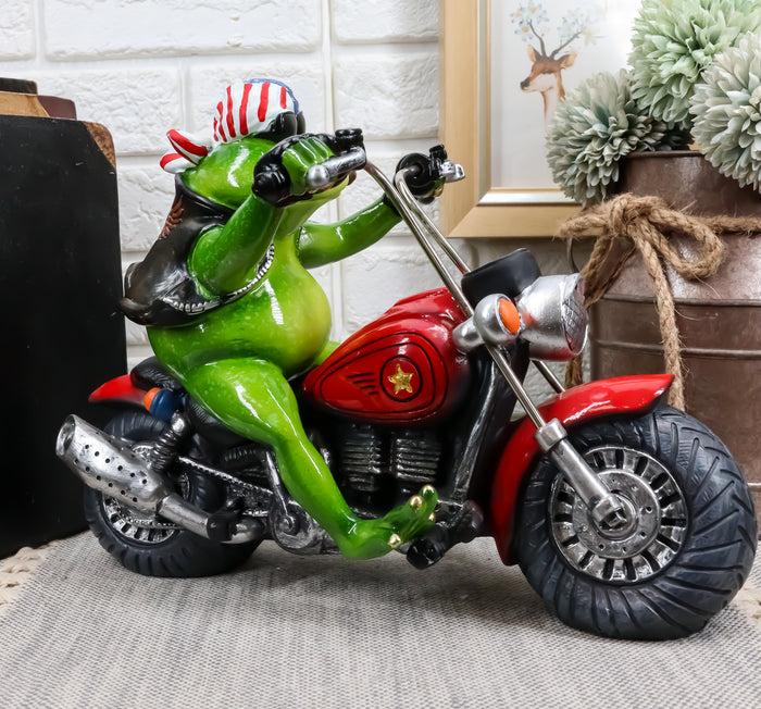 ebros gift Ebros 10" Long Born to Ride Freedom Patriotic USA Frog Riding Red Chopper Motorcycle Bike Statue Biker Frogs Toads with American Flag Bandanna Home Decor Accent