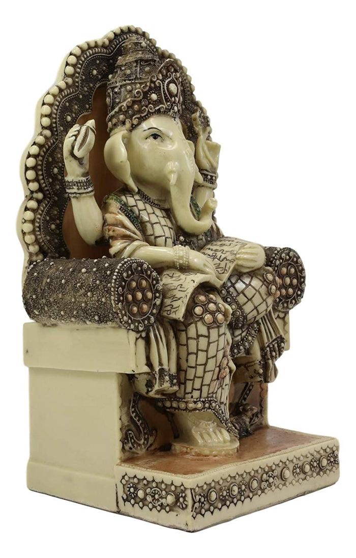 Ebros Gift Ebros 11.25"Tall Hindu Ganesha Sitting On Royal Throne With Tiny Mouse Statue