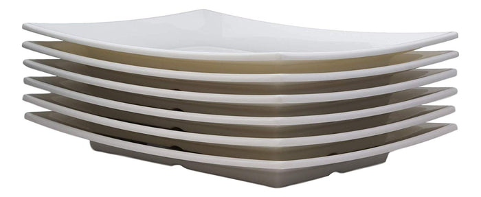 ebros gift Ebros 11.5"W White Large Rectangular Modern Serving Plate or Dish SET OF 6