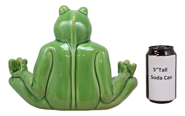 Ebros Gift Ebros 11.5" Wide Lotus Dreams Ceramic Whimsical Meditating Yoga Green Frog Home And Garden Statue Zen Inner Peace Frogs Decorative Sculpture Accent