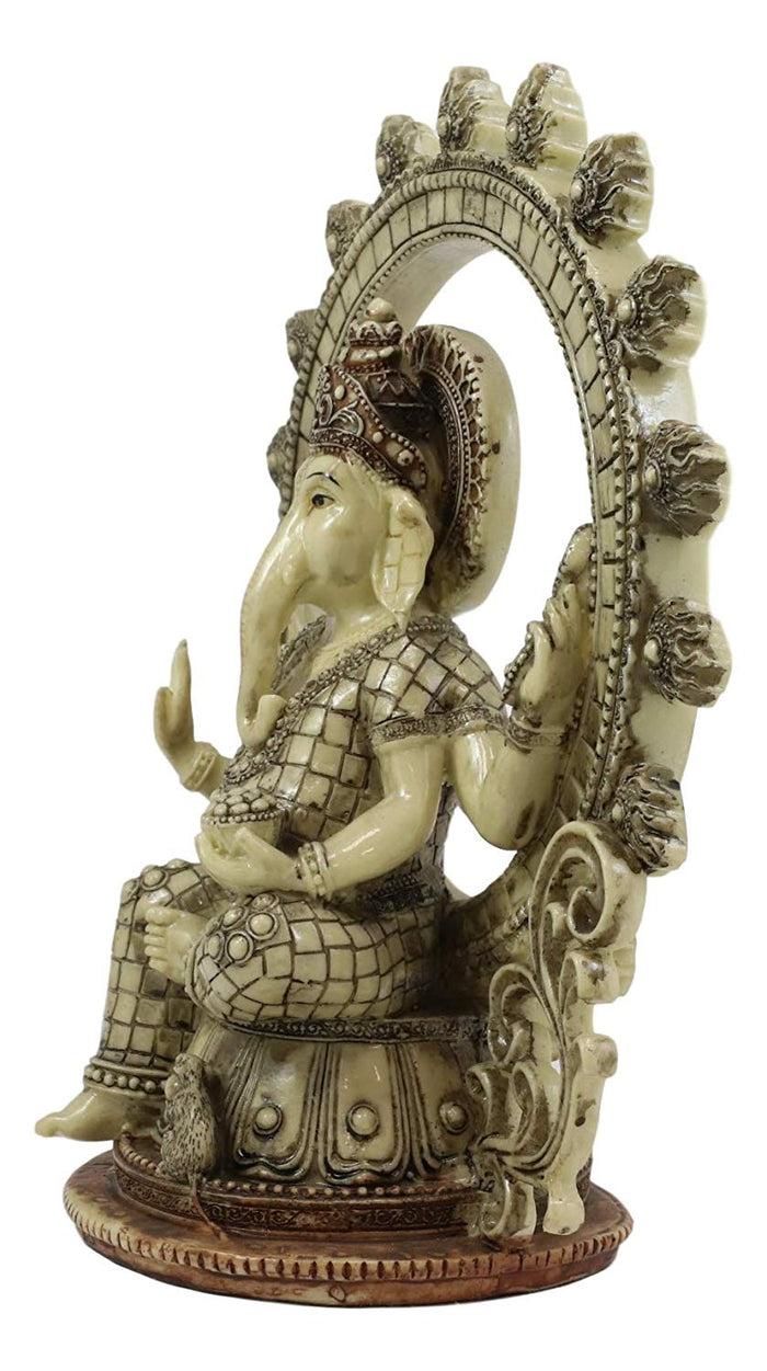 Ebros Gift Ebros 11.75" Tall Hindu Vastu Supreme God Nataraja Ganesha Chaturthi On Lotus Throne With Mouse And Arch Ring Of Fire Statue Ganapati Elephant Deity Patron Of Success Arts And Wisdom Hinduism