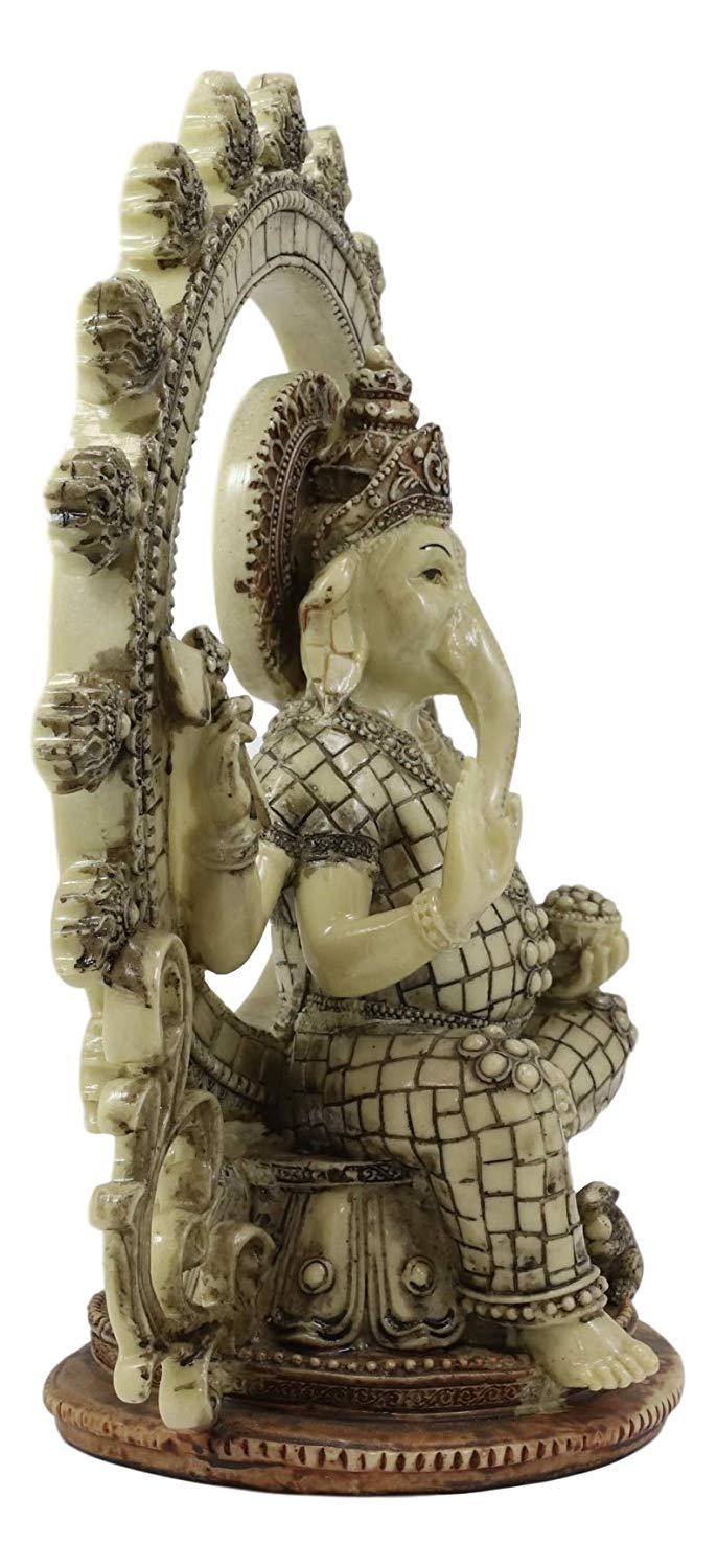 Ebros Gift Ebros 11.75" Tall Hindu Vastu Supreme God Nataraja Ganesha Chaturthi On Lotus Throne With Mouse And Arch Ring Of Fire Statue Ganapati Elephant Deity Patron Of Success Arts And Wisdom Hinduism