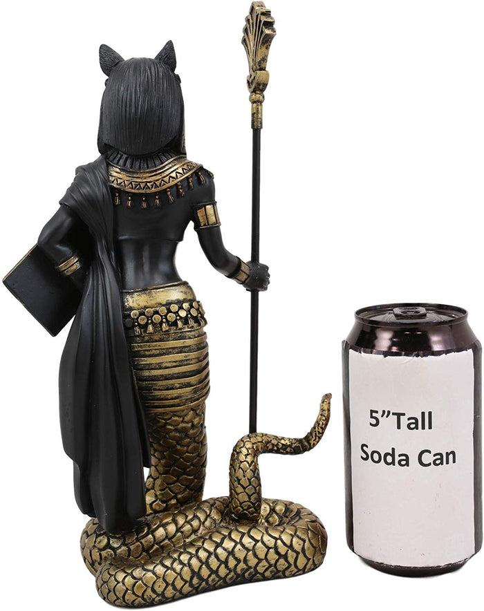 Ebros Gift Ebros 11"H Egyptian Bastet Cat With Snake Holding Spear & Shield Statue 11"H