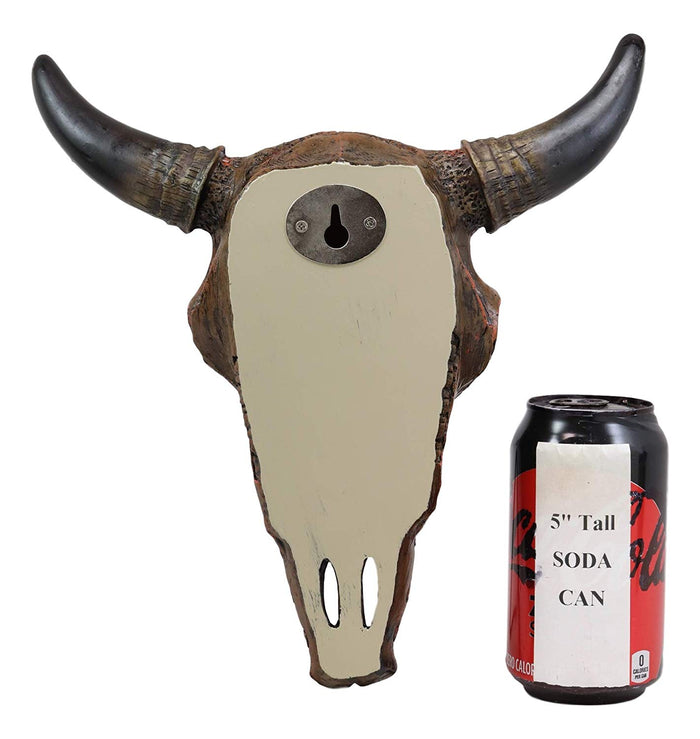 Ebros Gift Ebros 11" High Western Southwest Steer Bison Buffalo Bull Cow Horned Skull Head With Turquoise Gem Silver Cross Tooled Leather Design Wall Mount Decor