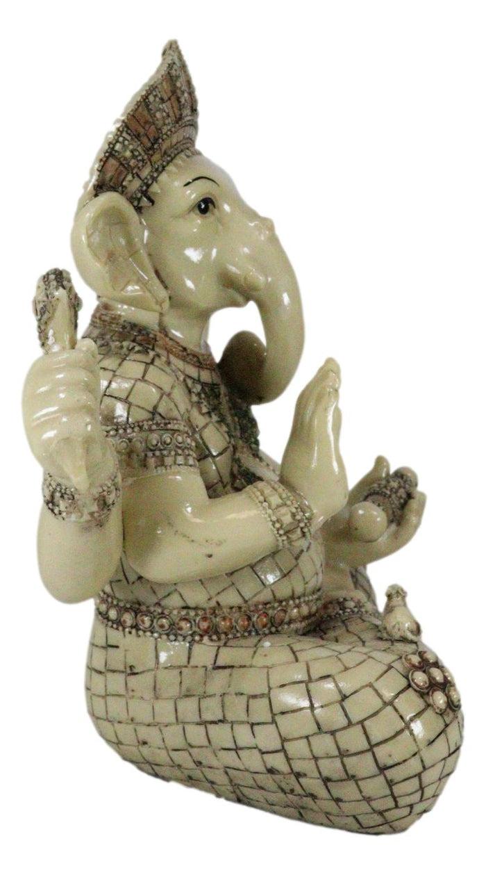 Ebros Gift Ebros 11" Tall Hindu Ganesha In Meditation Holding Bowl Conch And Lotus Statue