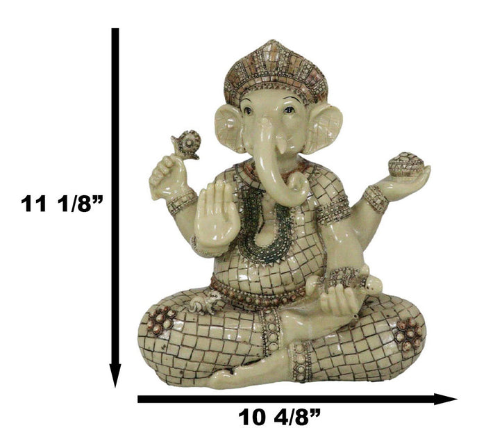 Ebros Gift Ebros 11" Tall Hindu Ganesha In Meditation Holding Bowl Conch And Lotus Statue