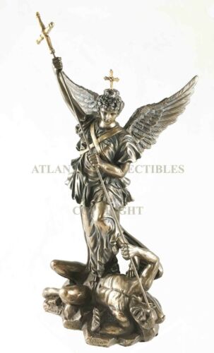 Ebros Gift Ebros 12.25 Inch Saint Michel Killing A Demon Bronze Finish Statue Figurine