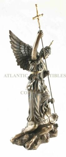 Ebros Gift Ebros 12.25 Inch Saint Michel Killing A Demon Bronze Finish Statue Figurine