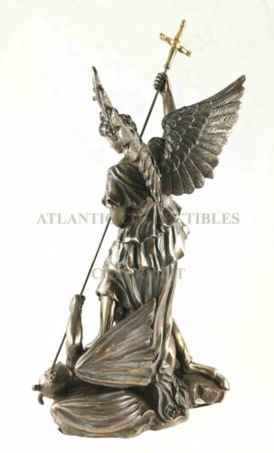 Ebros Gift Ebros 12.25 Inch Saint Michel Killing A Demon Bronze Finish Statue Figurine