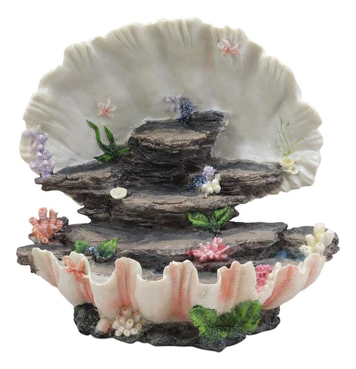 Ebros Gift Ebros 12.25" Wide Colorful Nautical Ocean Giant Clam Shell Of The Coral Reefs Display Stand With 12 Miniature Mermaids Figurine Set Fantasy Mermaid Mergirls