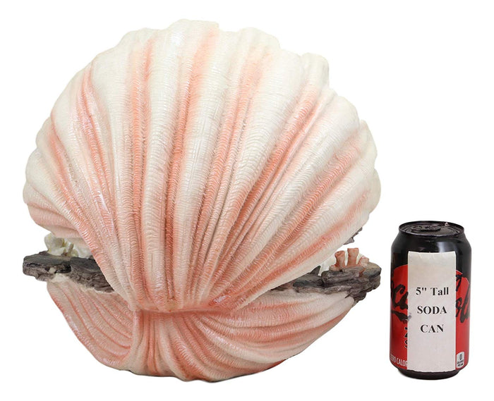 Ebros Gift Ebros 12.25" Wide Colorful Nautical Ocean Giant Clam Shell Of The Coral Reefs Miniature Mermaids Display Stand Statue Fantasy Mermaid Mergirls