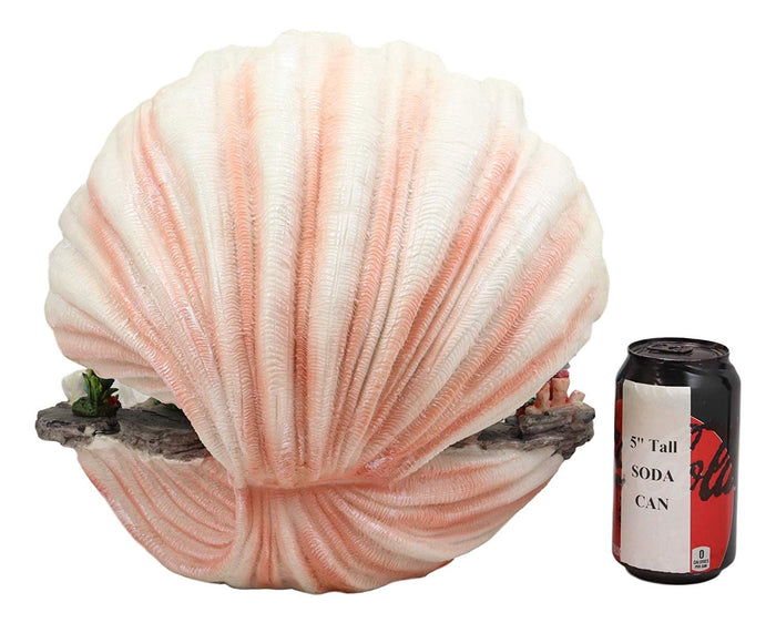 Ebros Gift Ebros 12.25" Wide Colorful Nautical Ocean Giant Clam Shell Of The Coral Reefs Display Stand With 12 Miniature Mergirls Figurine Set Fantasy Mergirl Mermaids