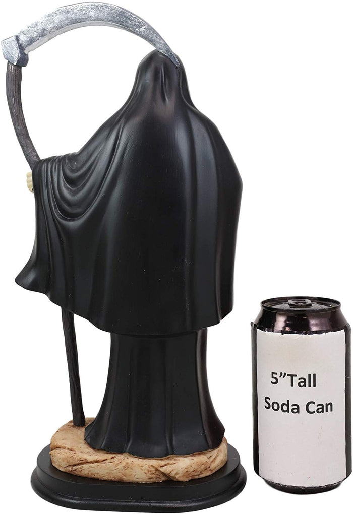 Ebros Gift Ebros 12.75" Tall Holy Santa Muerte Holding Scythe In Black Tunic Robe Statue