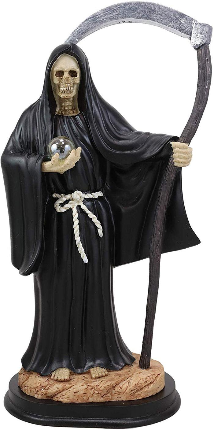 ebros gift Ebros 12.75" Tall Holy Santa Muerte Holding Scythe in Black Tunic Robe Statue