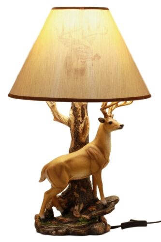 Ebros Gift Ebros 12 Point Whitetail Deer Buck Desktop Table Lamp With Shade Wild Life