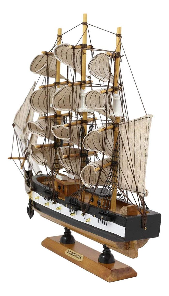 Ebros Gift Ebros 12" Tall Handicraft Wood Old Ironsides USS Constitution Frigate Ship Model Statue With Wooden Base Stand War Vessel Battle Ships Fully Assembled Prototype Museum Gallery Sculpture
