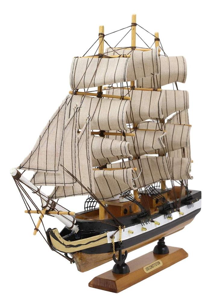 Ebros Gift Ebros 12" Tall Handicraft Wood Old Ironsides USS Constitution Frigate Ship Model Statue With Wooden Base Stand War Vessel Battle Ships Fully Assembled Prototype Museum Gallery Sculpture