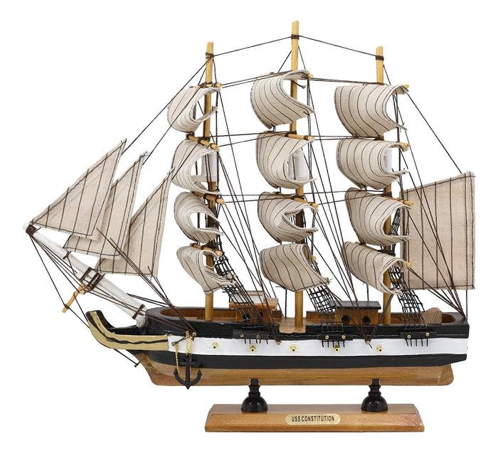 ebros gift Ebros 12" Tall Handicraft Wood Old Ironsides USS Constitution Frigate Ship Model Statue with Wooden Base Stand War Vessel Battle Ships Fully Assembled Prototype Museum Gallery Sculpture